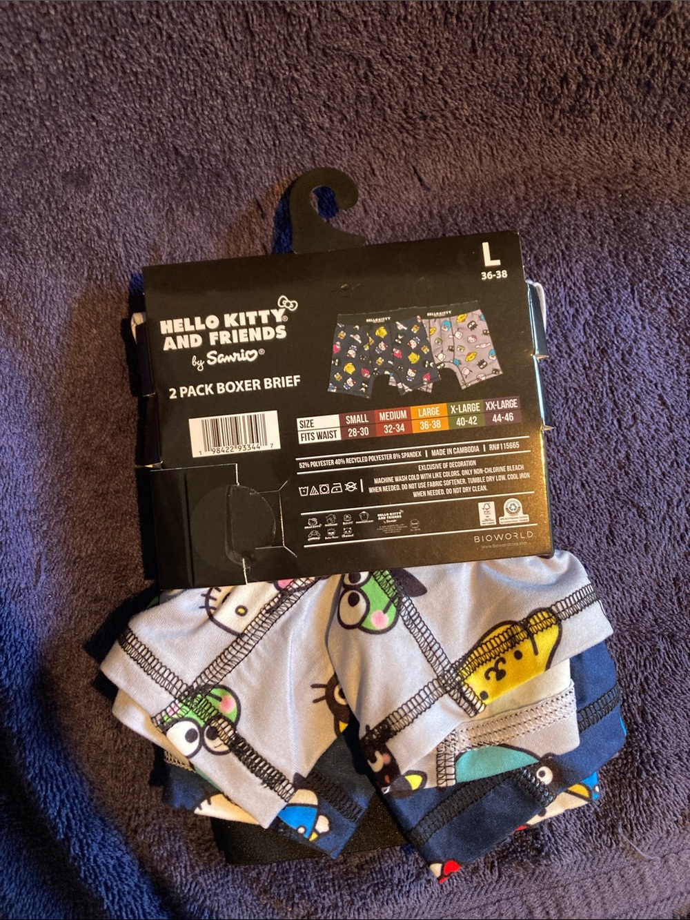Bioworld Hello Kitty & Friends Navy and White 2-Pack Men’s boxer' Briefs - Picture 2 of 5